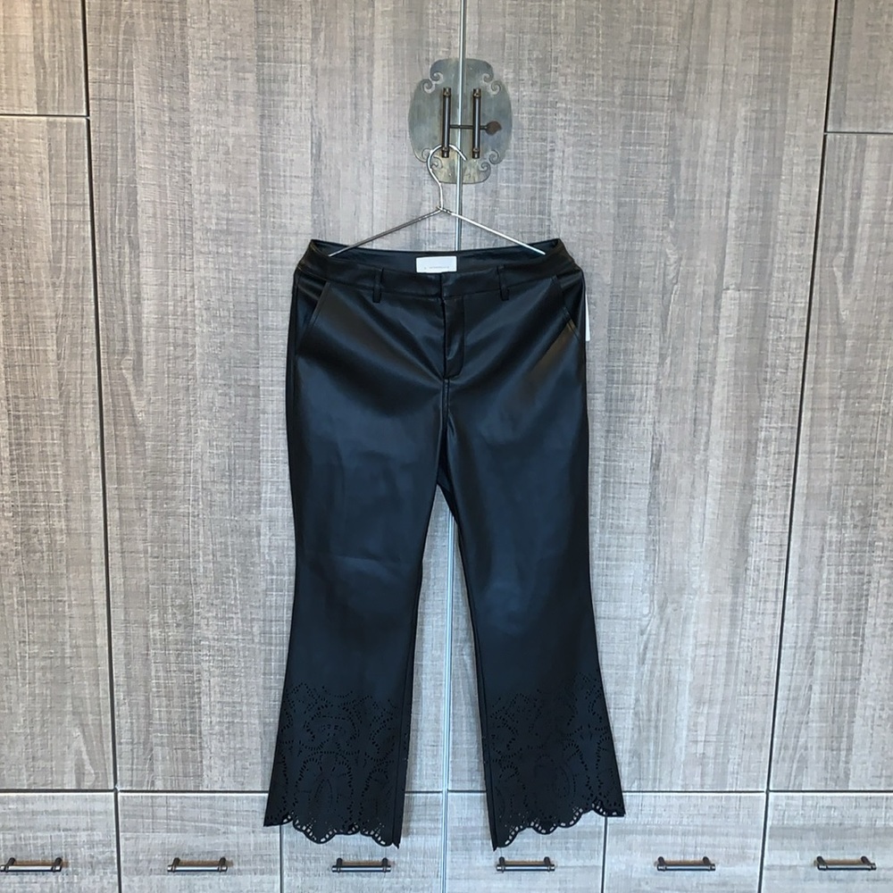 Anthropologie‎ Laser-Cut Faux Leather Trousers